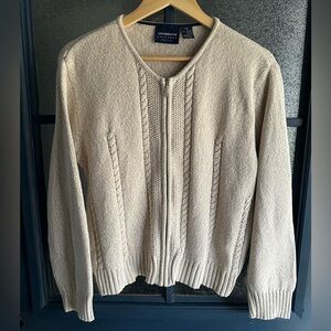 Liz Claiborne LizSport Beige Zip-Up Sweater